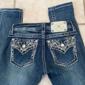 Miss Me Jeans Signature Straight Jeans Low Rise Dark Wash Size 25 JE8112TR